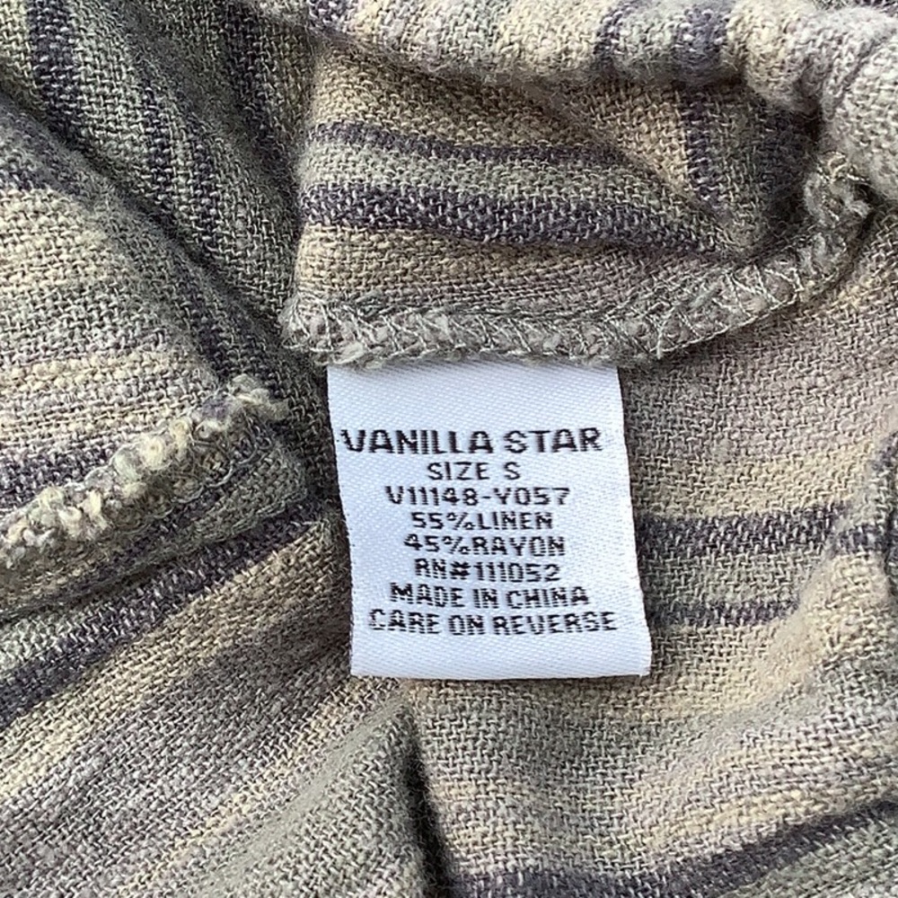 VANILLA STAR LINEN BLEND STRIPED SHORT SLEEVE TOP 🌻 - Picture 4 of 7